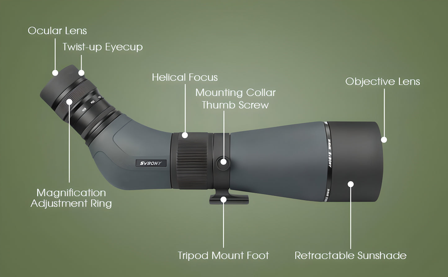 SVBONY SA405 Spotting Scope 20-60x85 ED for Wildlife Observation and Birdwatching - ED Glass