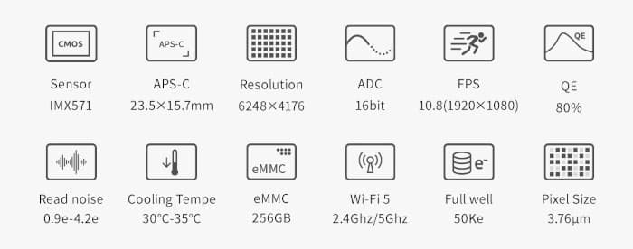 Multi-sensor 26MP gekoelde camera voor astronomie - ZWO