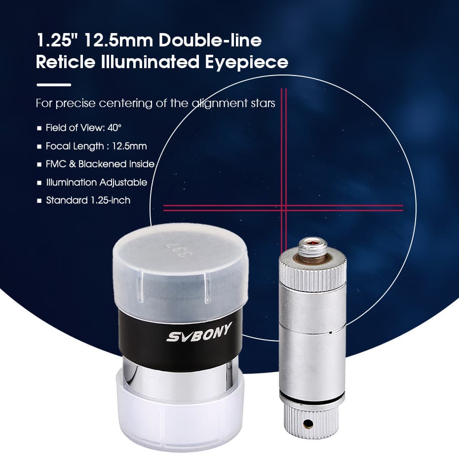 Ocular med oplyst reticule SVBONY 1,25 tommer 12,5 mm