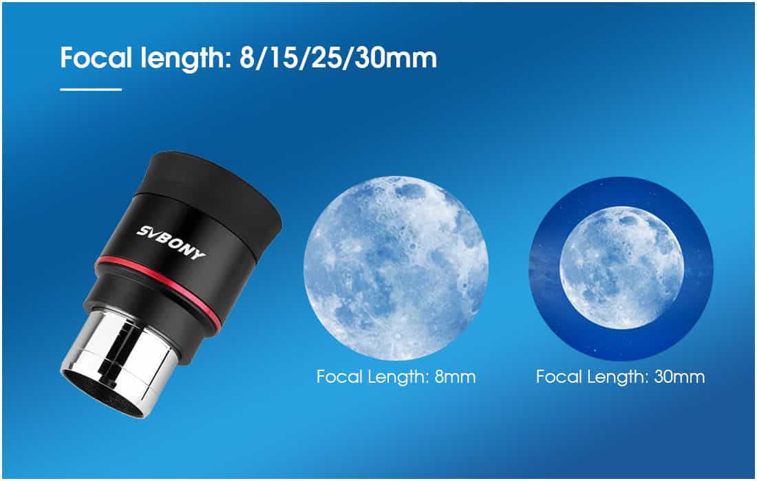 SVBONY SV207 Super wide angel Plossl Oculaire 1.25 tum 8/15/25/30mm 50-Degree