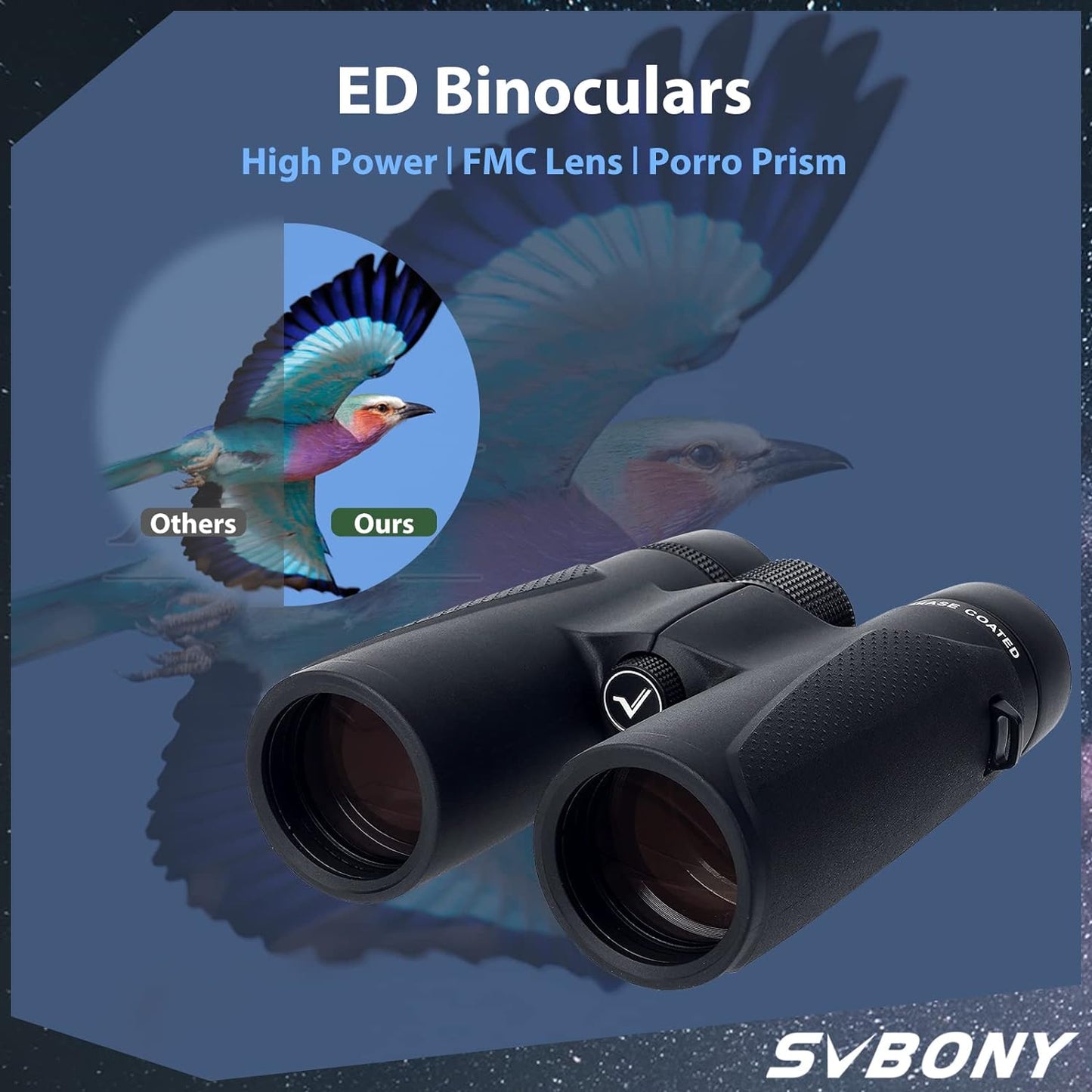 Jumelles 10x50ED Extra-Low Dispersion BAK-4 Imperméables - SVBONY