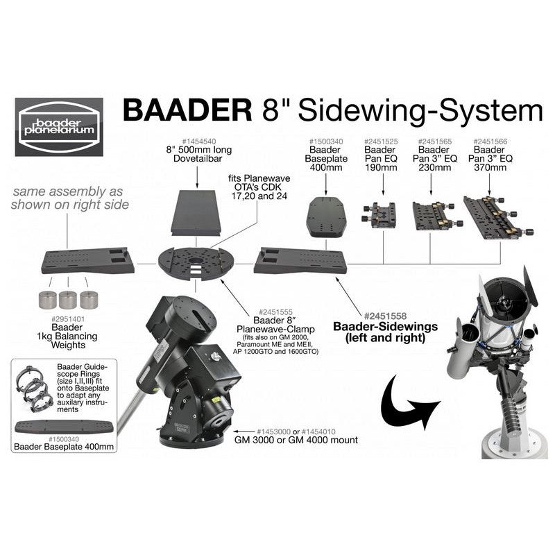 Pince pour queue d’aronde PlaneWave 203 mm – Baader