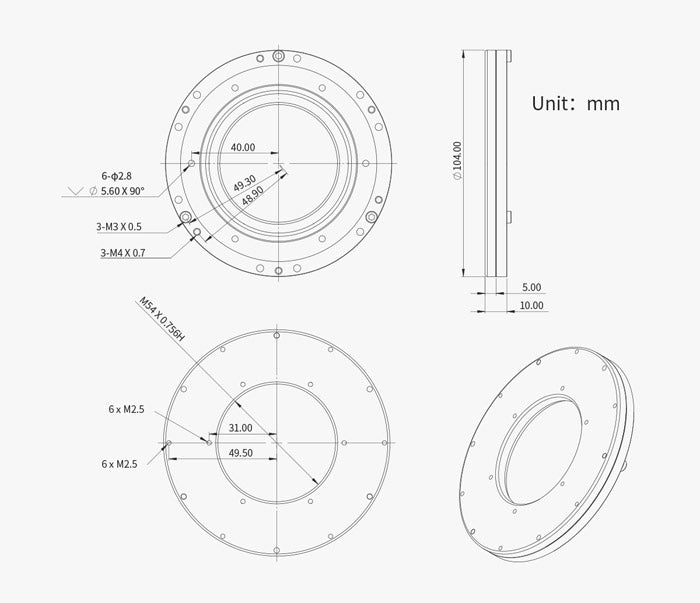 Plaque de Tilt M54 pour l'Astronomie - ZWO