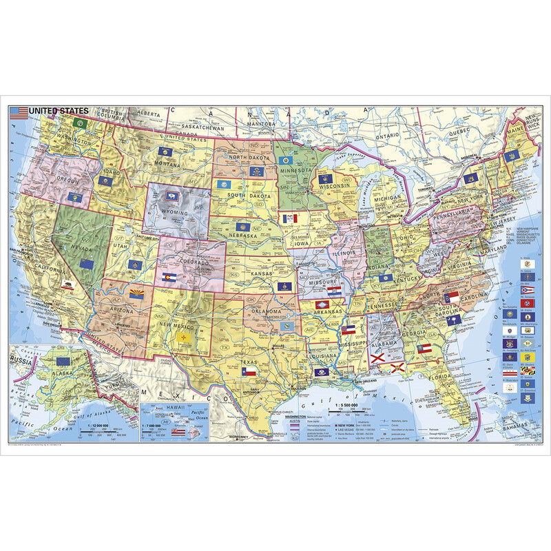 Carte politique des États-Unis avec codes postaux 95 x 62 cm - Stiefel