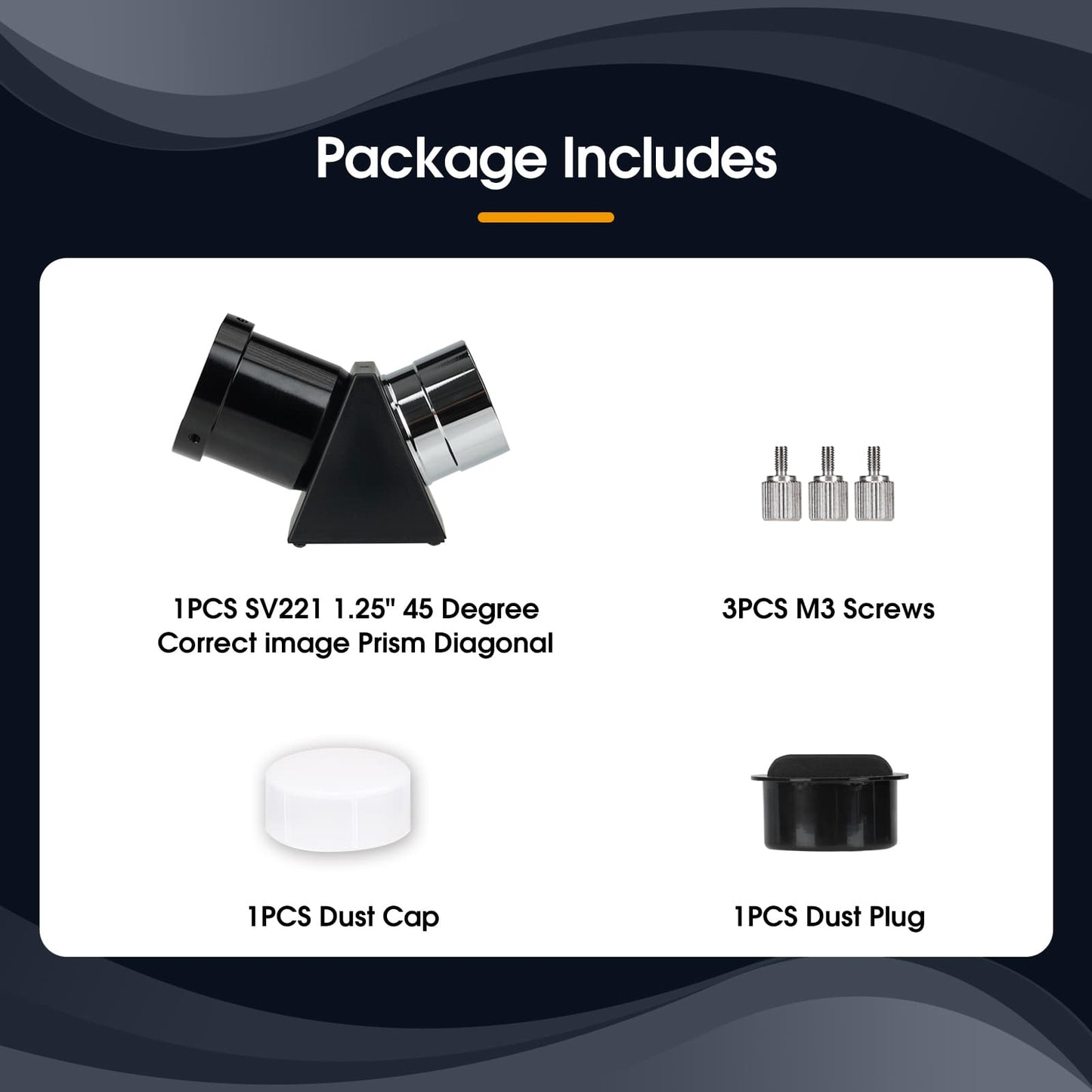 SV221 Korrekturprisma-Diagonal 1,25 Zoll 45 Grad für Refraktor-Teleskope - SVBONY