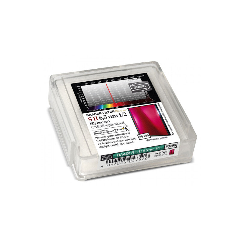 Filtre SII CMOS f/2 Highspeed 50x50mm pour l'Astrophotographie - Aluminium