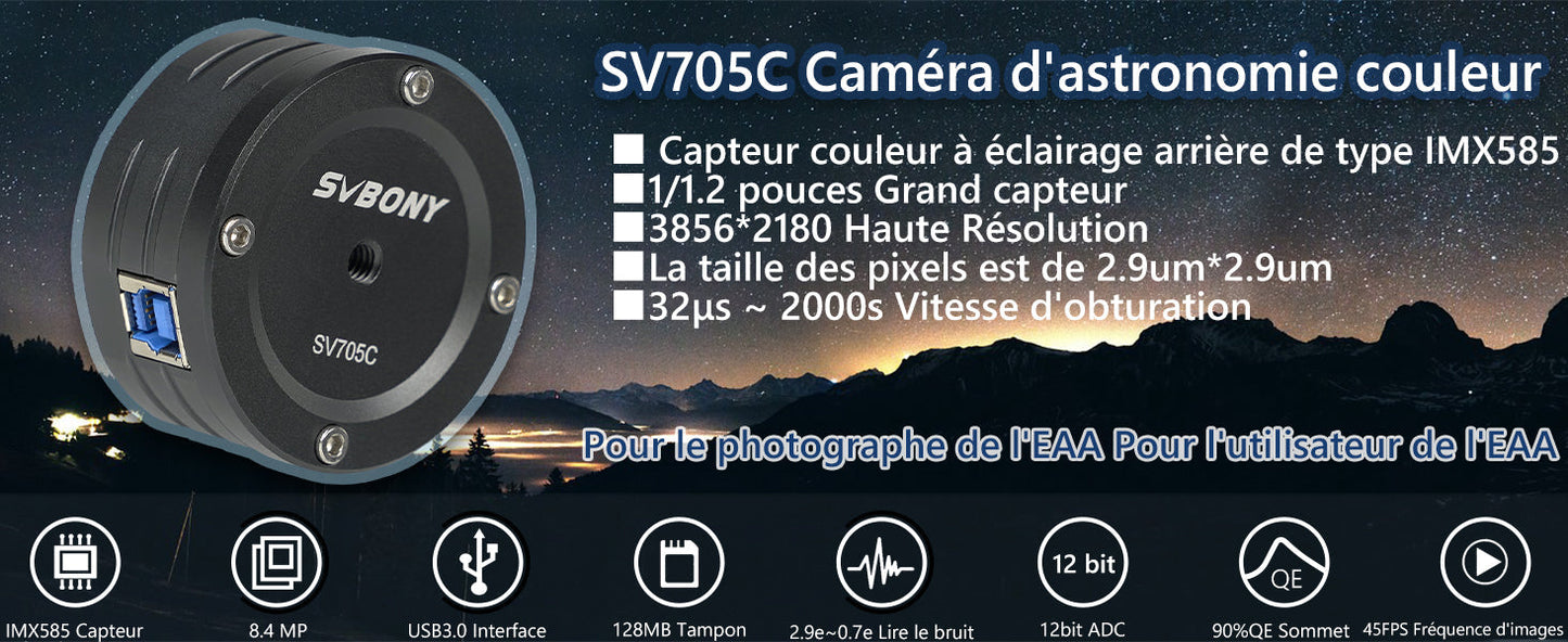 Caméra Planétaire SVBONY SV705C avec Capteur CMOS IMX585 - Astronomy Store