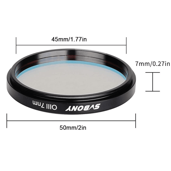 Filtro SVBONY de 2" OIII de Banda Estrecha de 7 nm para Observación del Cielo Profundo