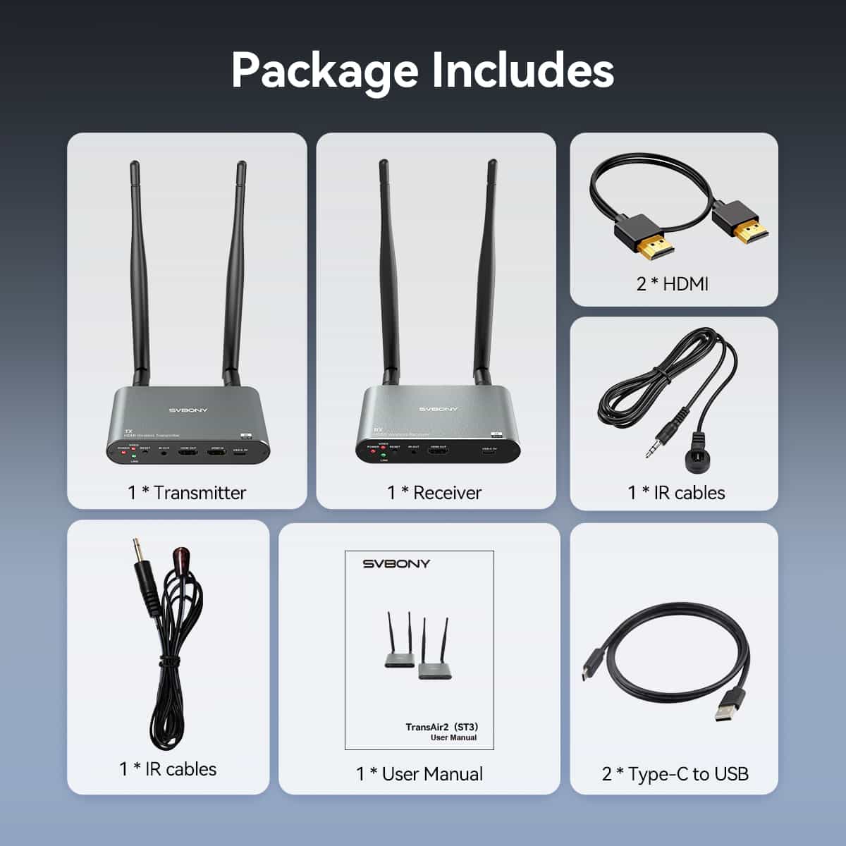 Système de Transmission Vidéo Sans Fil 4K avec Faible Latence 0,06s et Sortie HDMI 30Hz - SVBONY