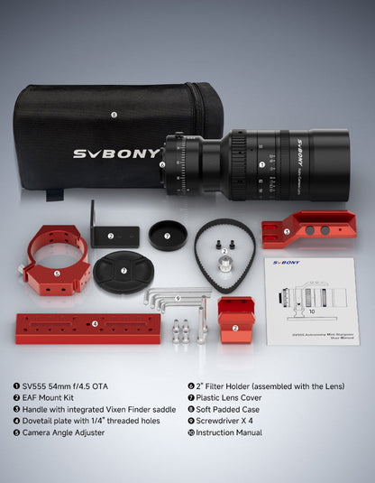 Objectiu Astronòmic SVBONY SV555 243mm f/4.5 ED APO per Fotografia del Cel Profund amb Kit de Muntatge EAF