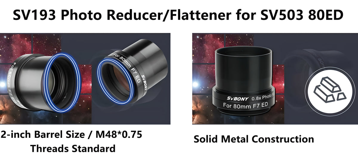 Réducteur-aplanisseur 0,8× SV193 pour SV503 80ED – SVBONY
