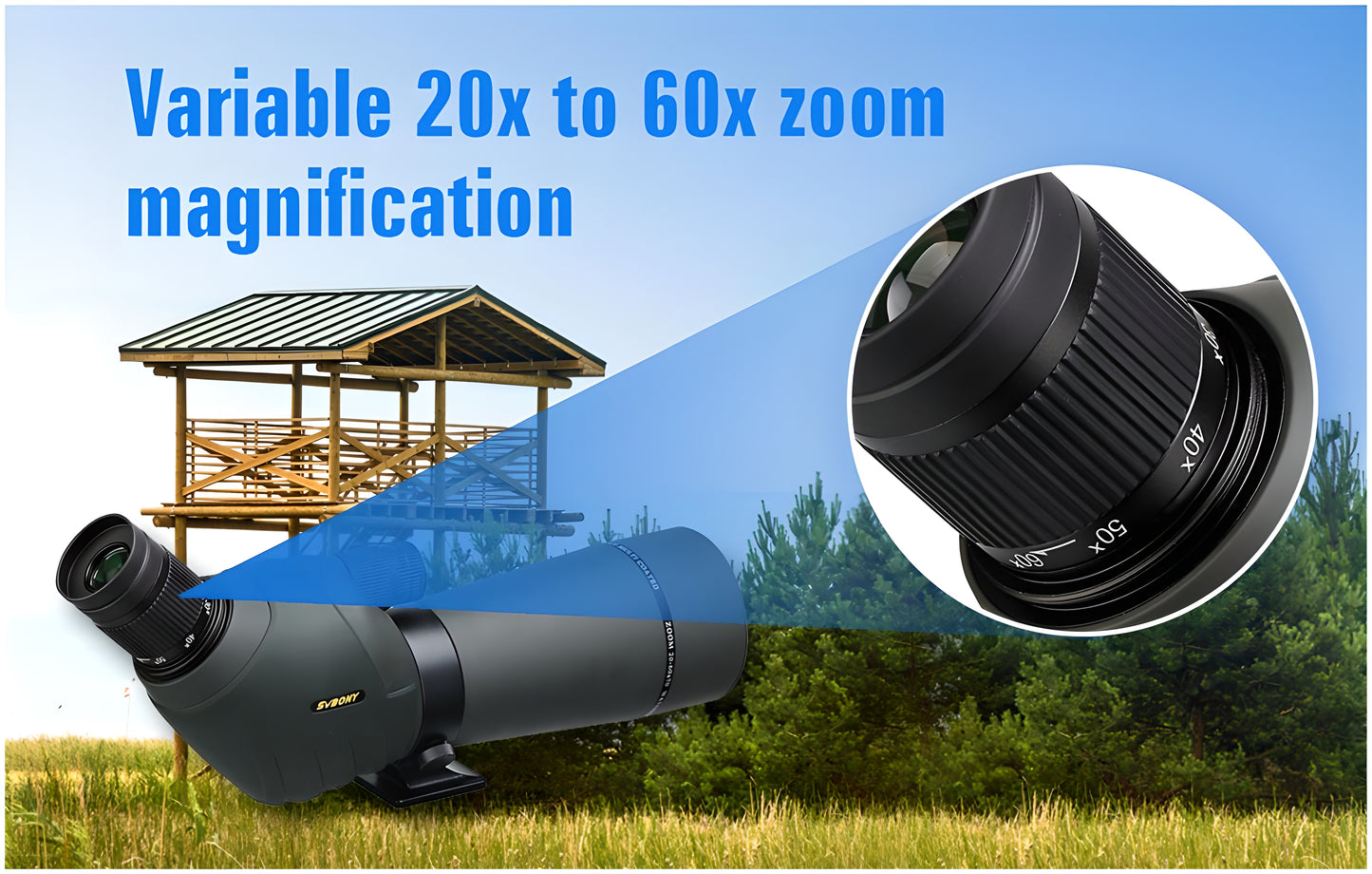 SV411 Spotting Scope with Powerful 20X to 60X Zoom - Available in 70mm and 80mm