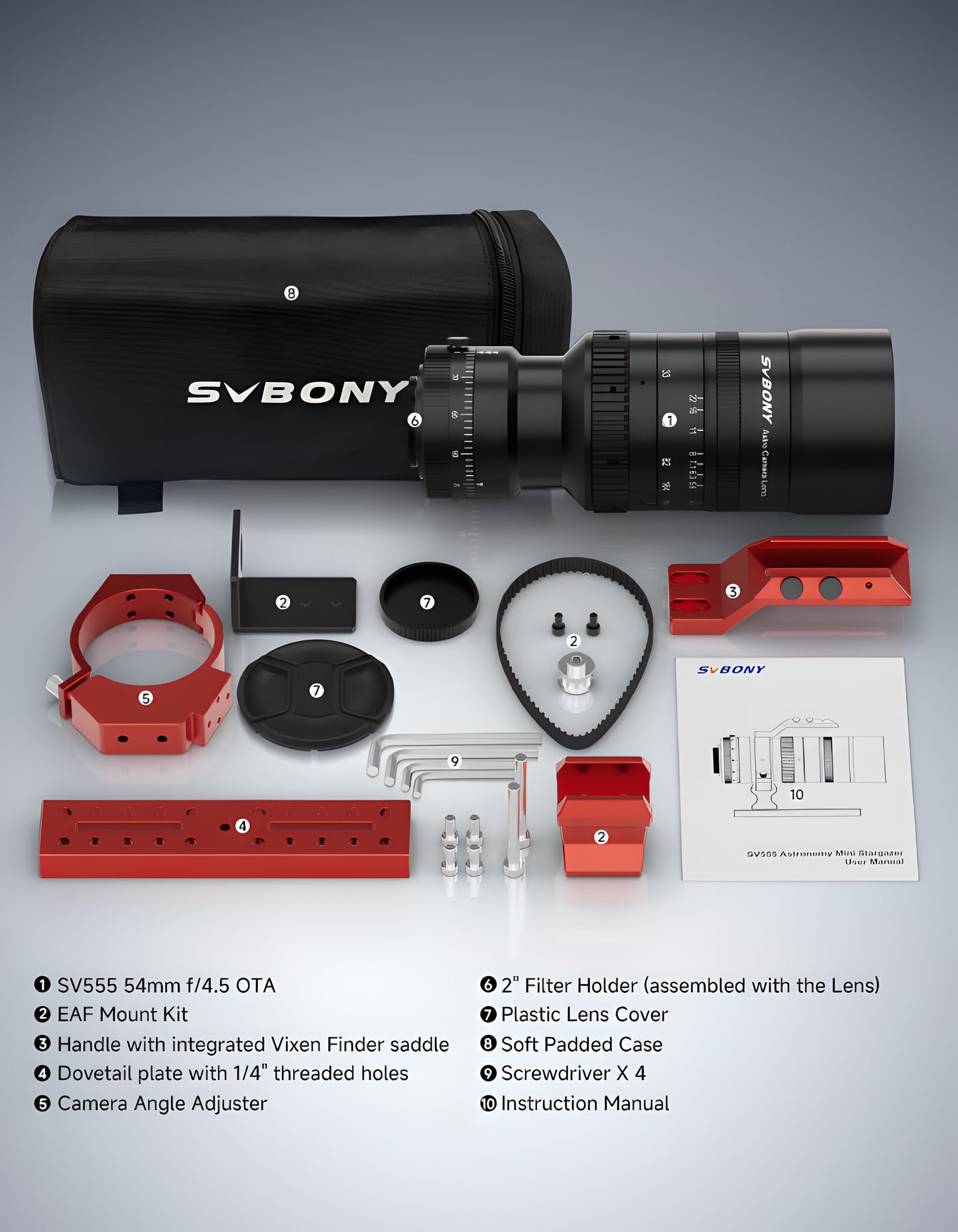 Objectiu Astronòmic SVBONY SV555 243mm f/4.5 ED APO per Fotografia del Cel Profund amb Kit de Muntatge EAF