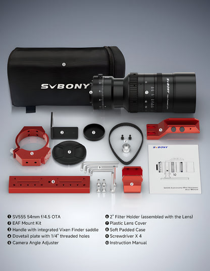 Objectiu Astronòmic SVBONY SV555 243mm f/4.5 ED APO per Fotografia del Cel Profund amb Kit de Muntatge EAF