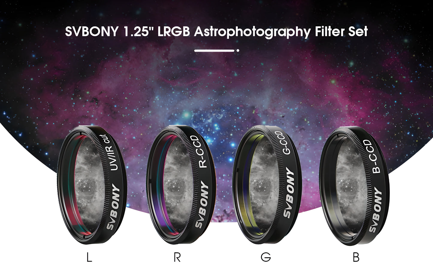 Kit de filtres LRGB de 1,25 pouces per a la fotografia astronòmica - Svbony