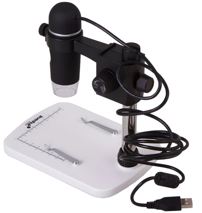 Microscope Numérique USB 5 Mpx 10–300x avec Trépied et Logiciel de Mesure - Levenhuk