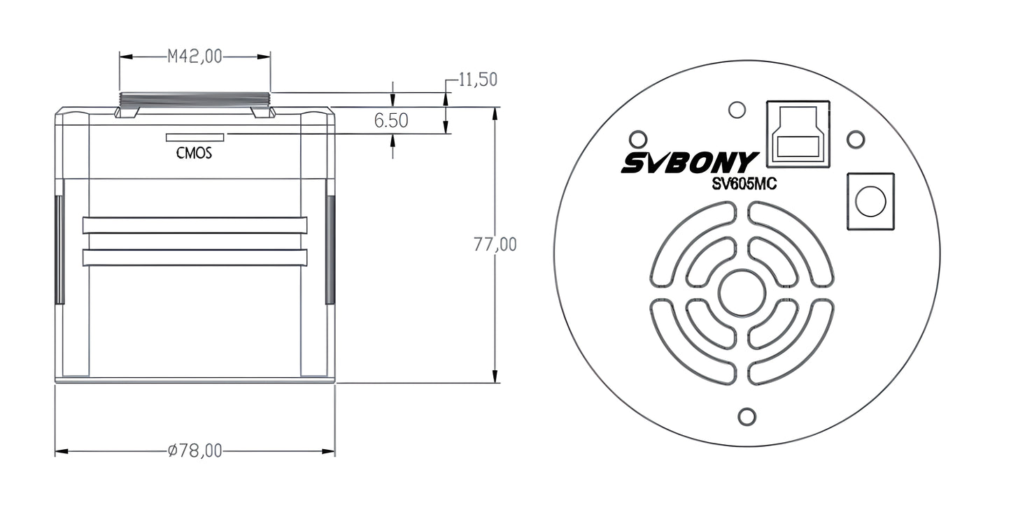Caméra Mono Refroidie SV605MC IMX533 for astronomy - SVBONY