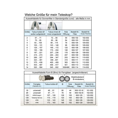 Filtre solaire pour télescope AstroSolar SF 100 taille 13 – euro EMC