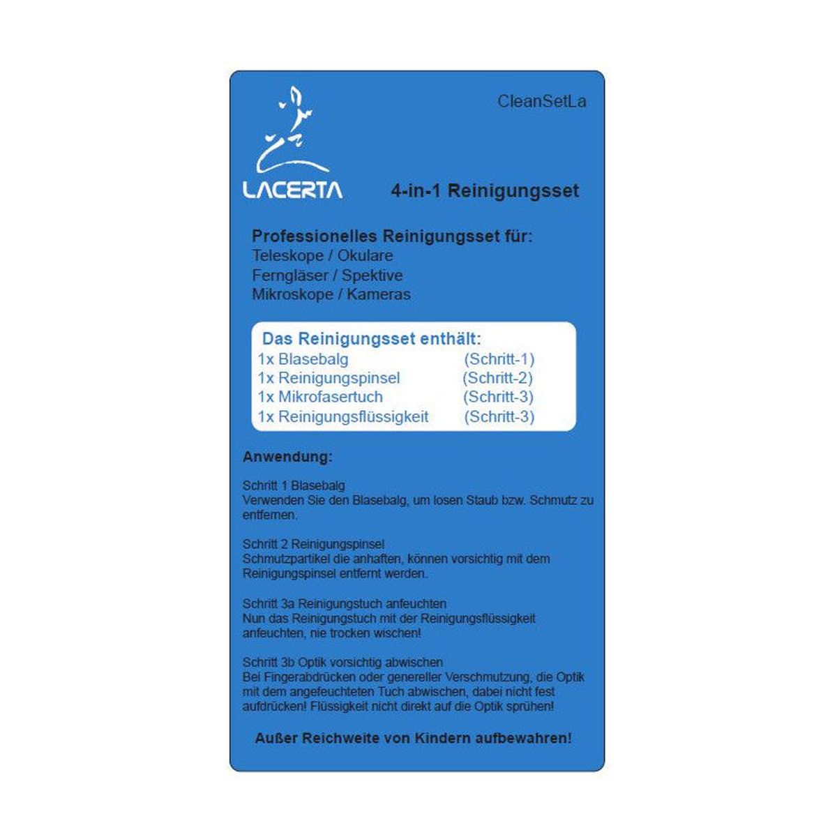 Kit de nettoyage pour optiques - Lacerta