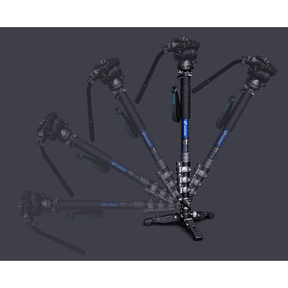 Monopode carbone avec pied inclinable et rotule - Leofoto