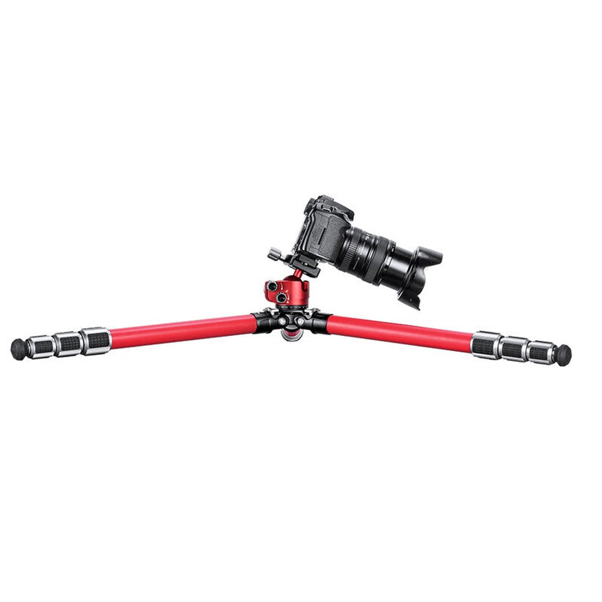 Trépied carbone Athena rouge avec rotule à bille, charge 15 kg – Leofoto