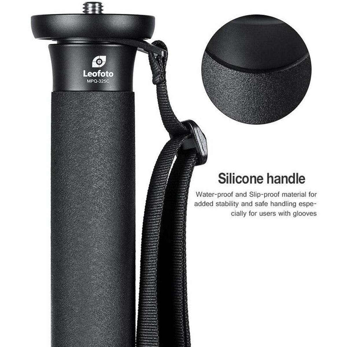 Monopode photo carbone noir 165 cm, charge 15 kg - Leofoto