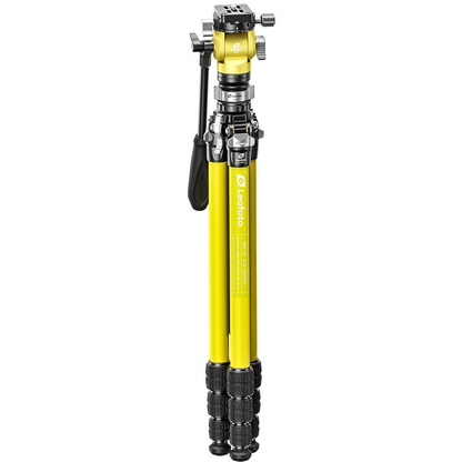 Trépied carbone photo et vidéo jaune avec tête vidéo - Leofoto