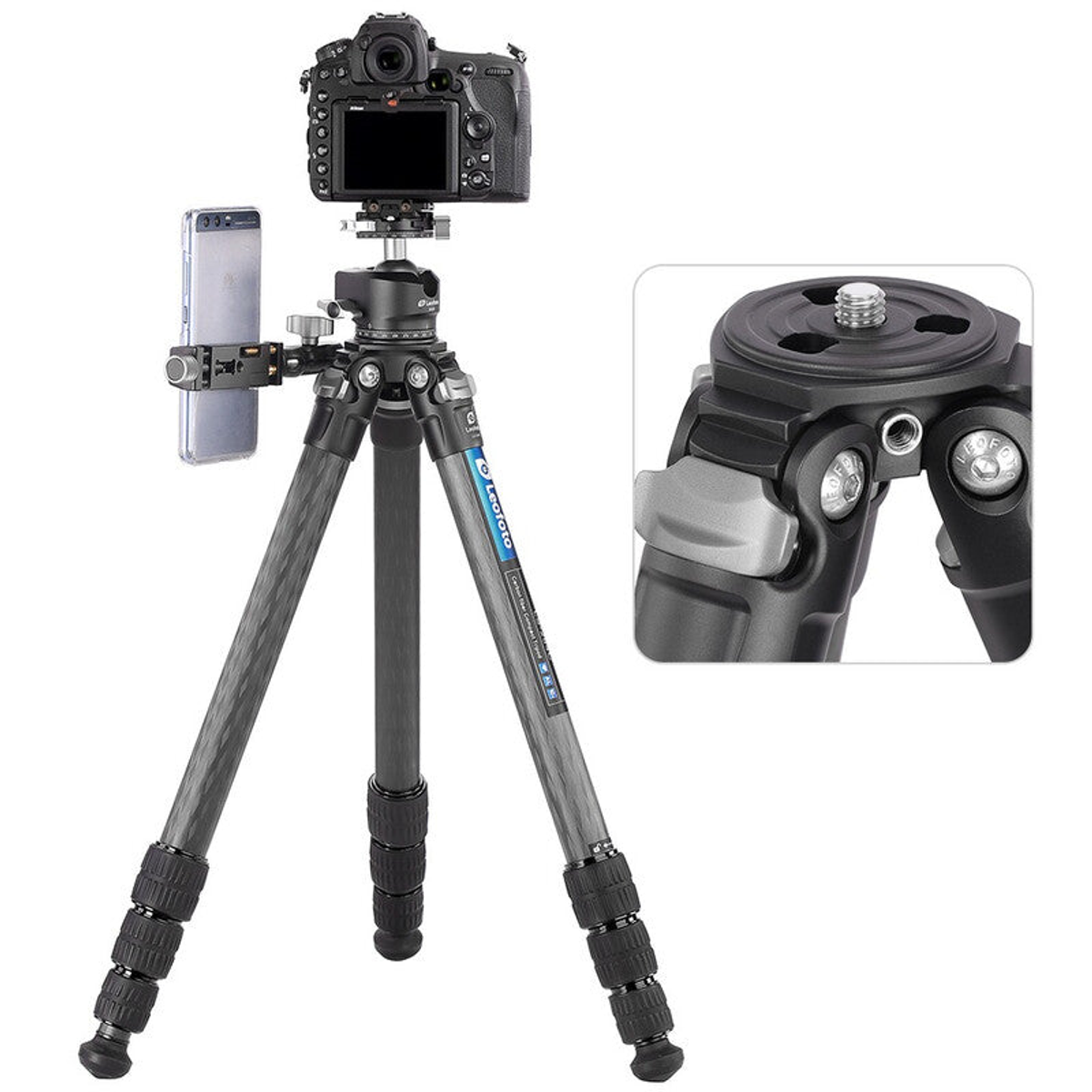 Trépied carbone photo et vidéo Ranger avec rotule panoramique - Leofoto
