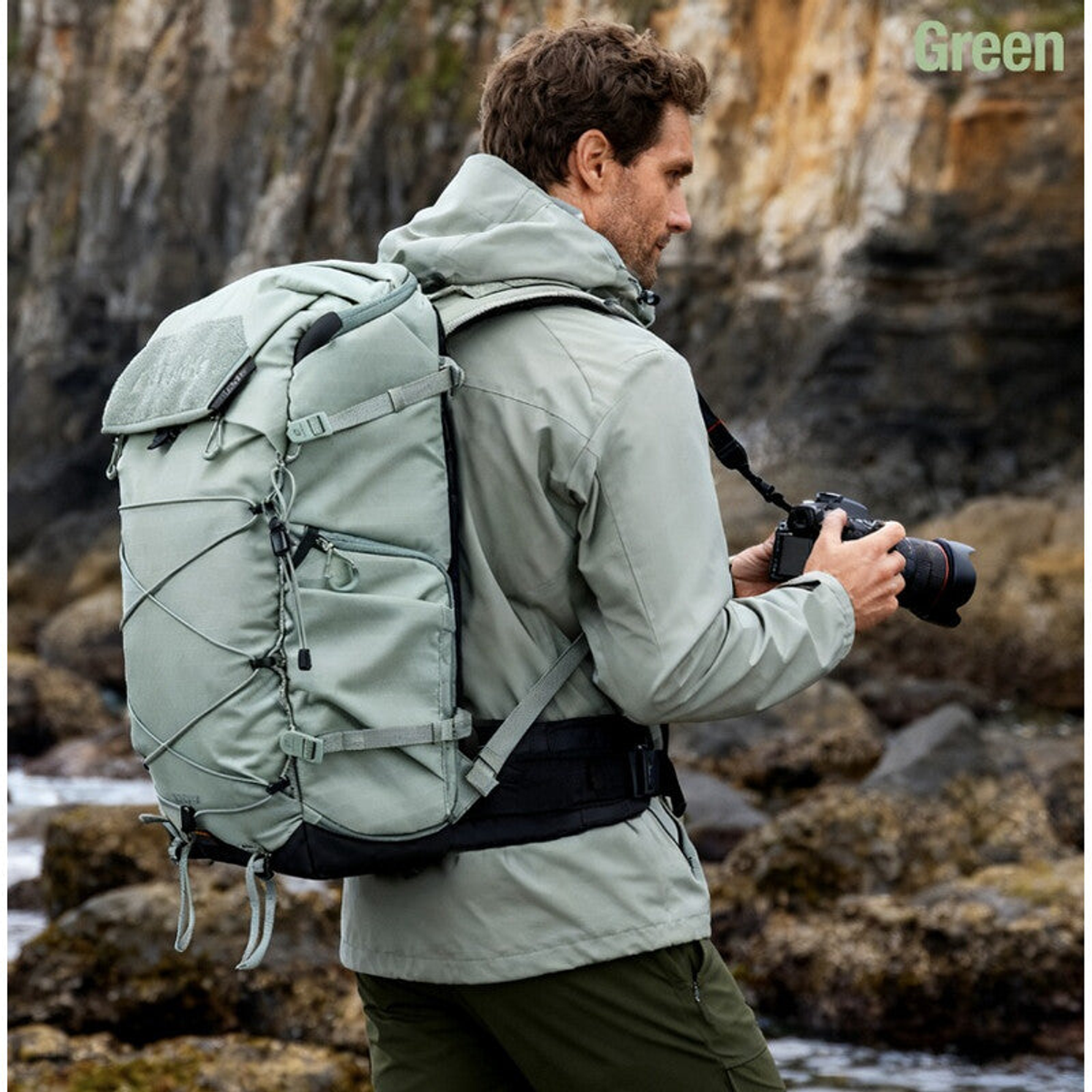 Sac à dos photo Backup 35 L vert avec insert Medium - Leofoto