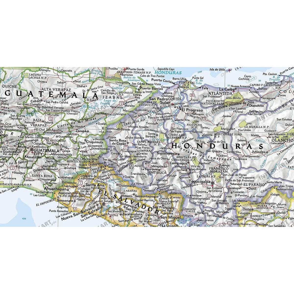 Carte politique de l’Amérique centrale 74 × 56 cm - National Geographic