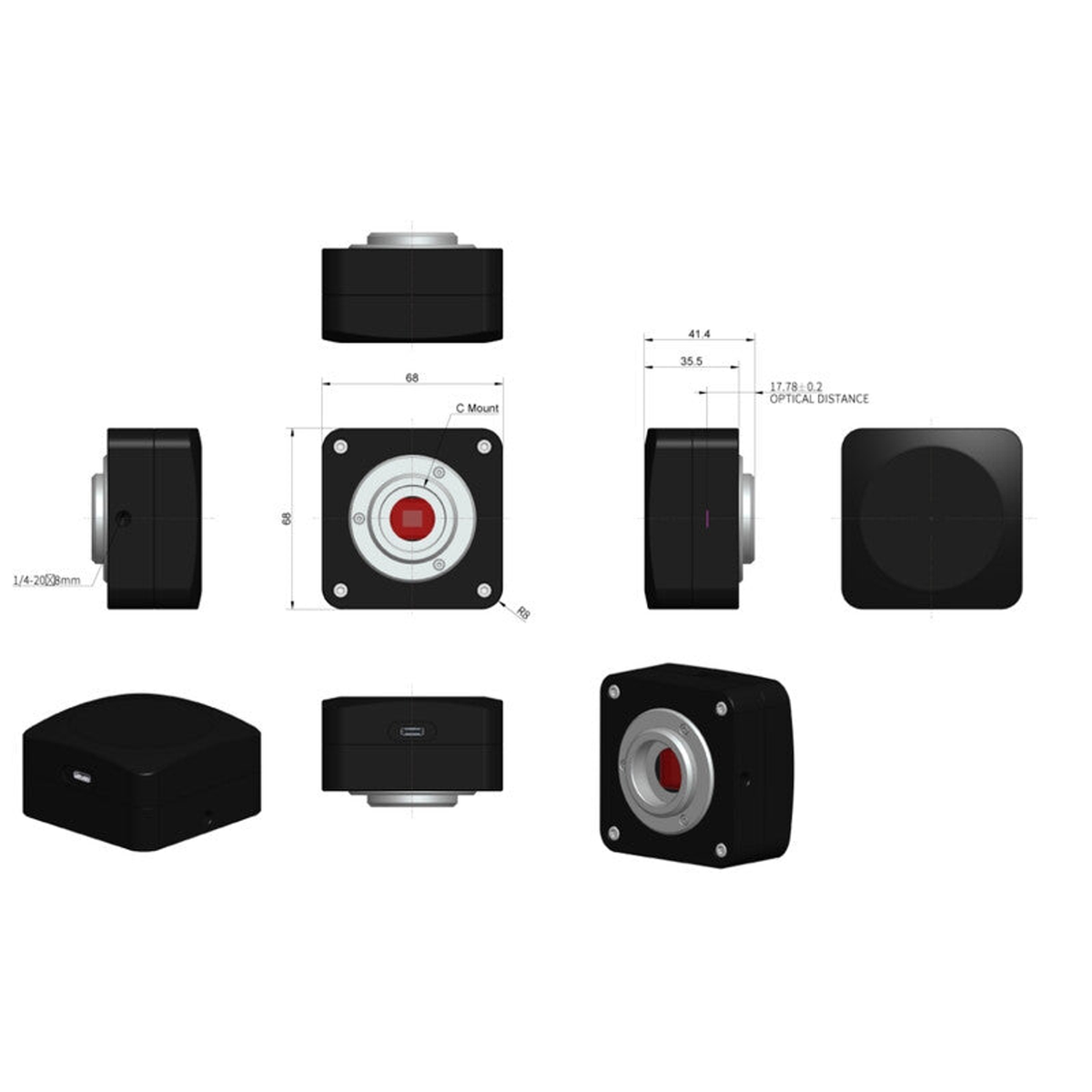 Caméra couleur pour microscope 8,3 MP USB 3.2 E10ISPM ToupTek
