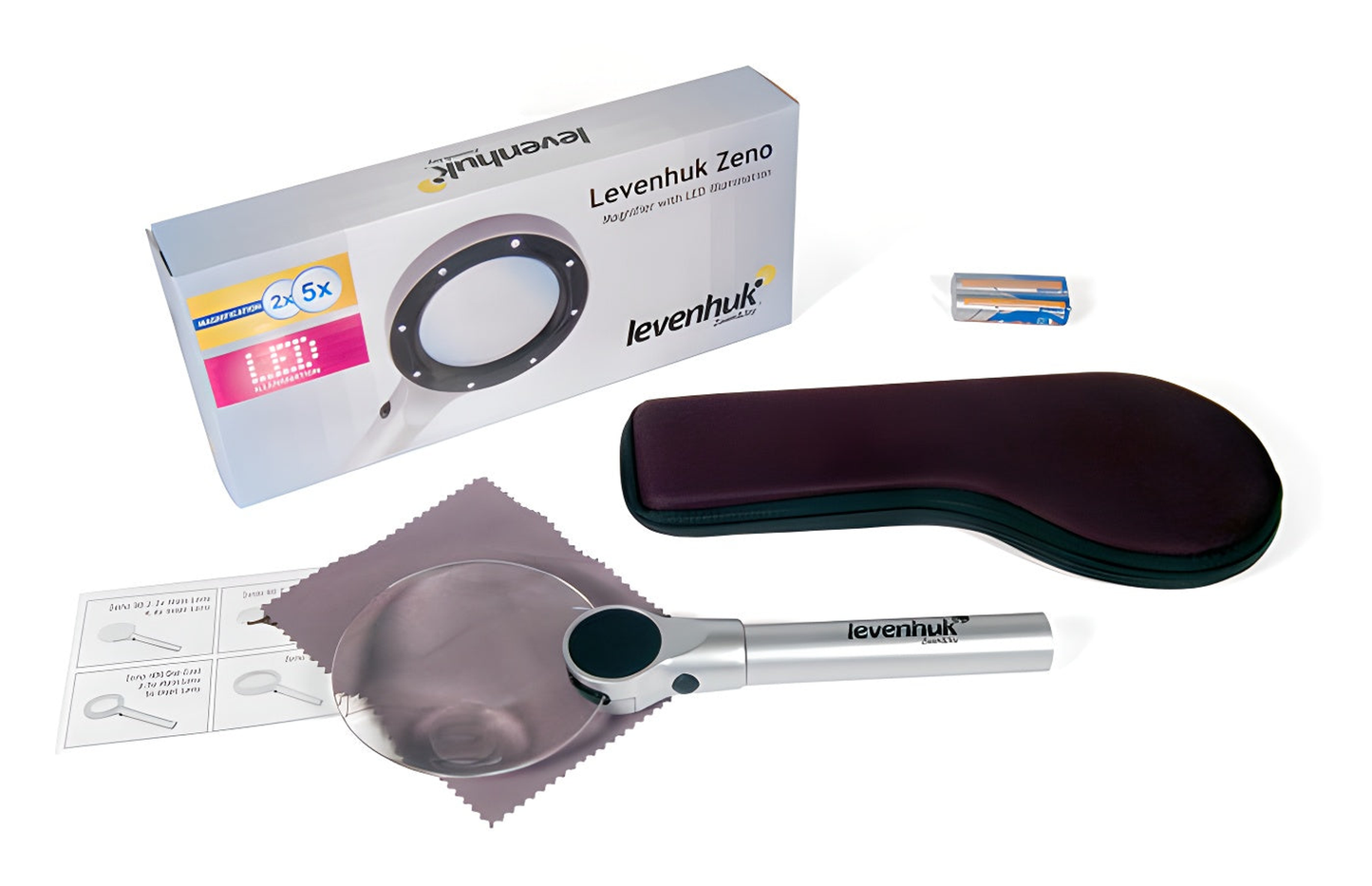 Loupe bifocale LED Zeno 400 2x/4x avec manche en aluminium - Levenhuk