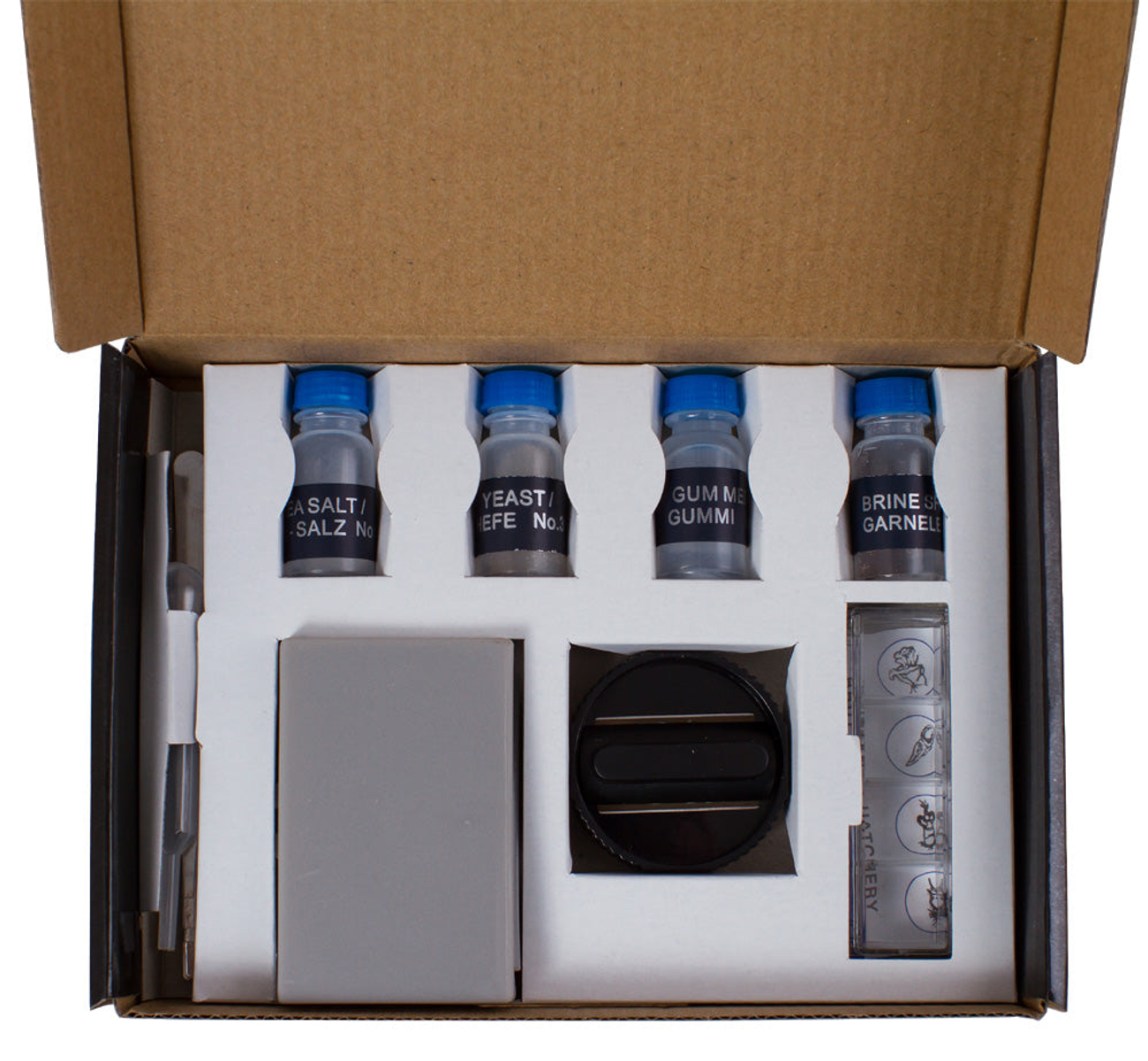 Kit d’expériences pour microscope avec lames et spécimens – Levenhuk K50