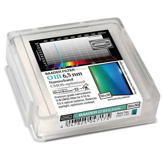 Filtre O-III CMOS à bande étroite 6,5 nm, 50 x 50 mm – Baader