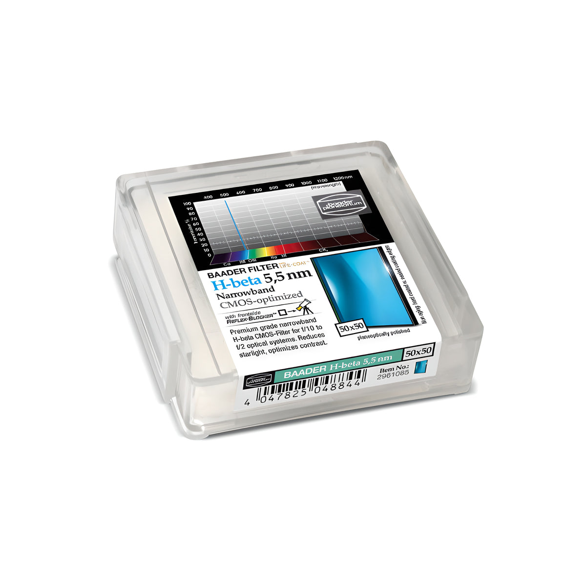Filtre H-Beta CMOS à bande étroite 5,5 nm 50 × 50 mm - Baader