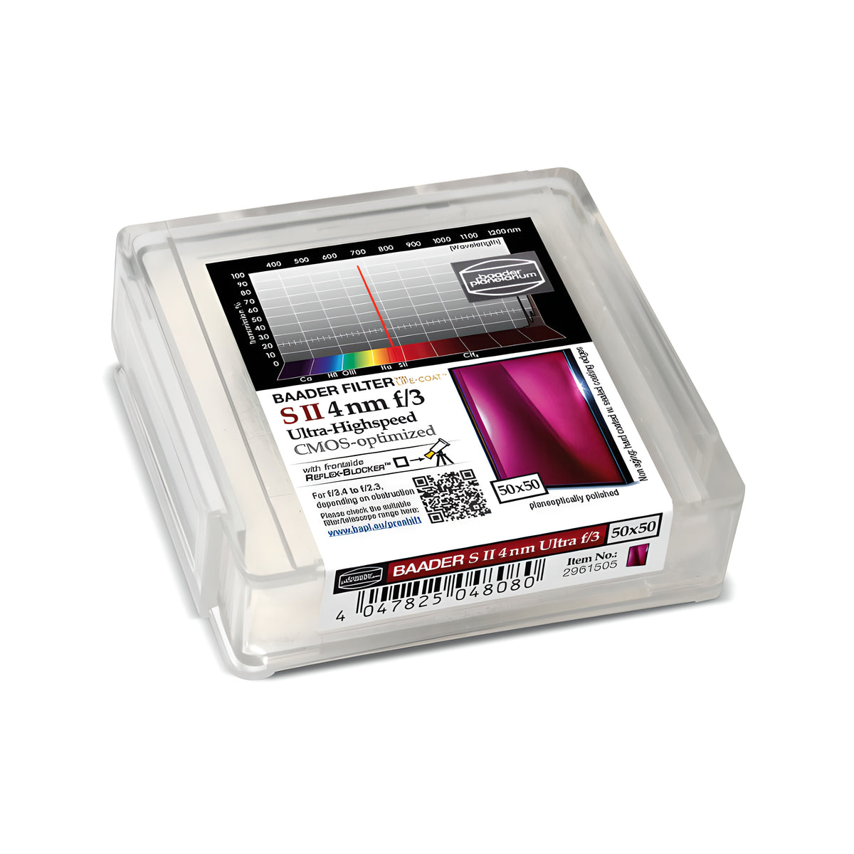 Filtre SII CMOS 50 × 50 mm f/3 Ultra-Highspeed 4 nm - Baader Planetarium