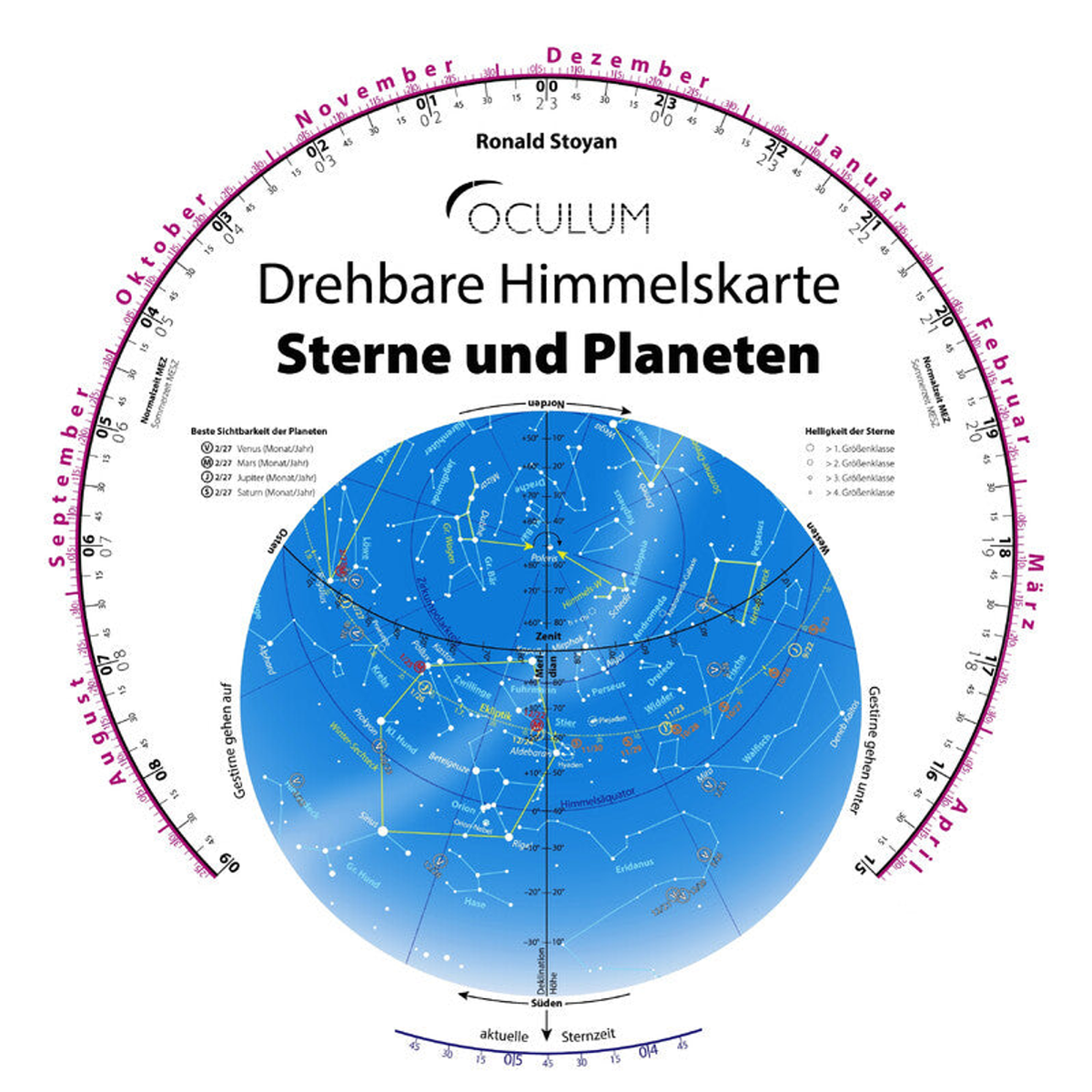 Carte céleste tournante pour l'astronomie 30 cm - Oculum Verlag