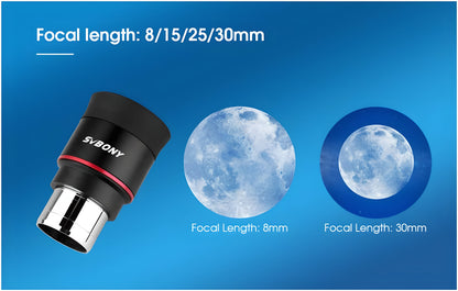 SVBONY SV207 Super wide angel Plossl Ocular 1.25 polegadas 8/15/25/30mm 50-Graus
