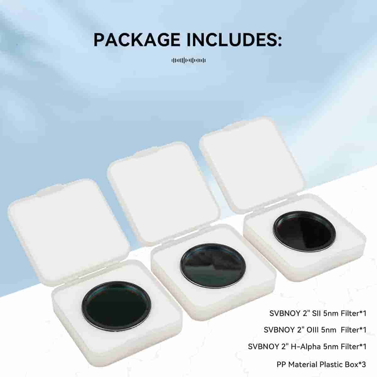 Set de Filtres SHO 5nm 2" SII H-Alpha OIII pour Imagerie Ciel Profond - SVBONY