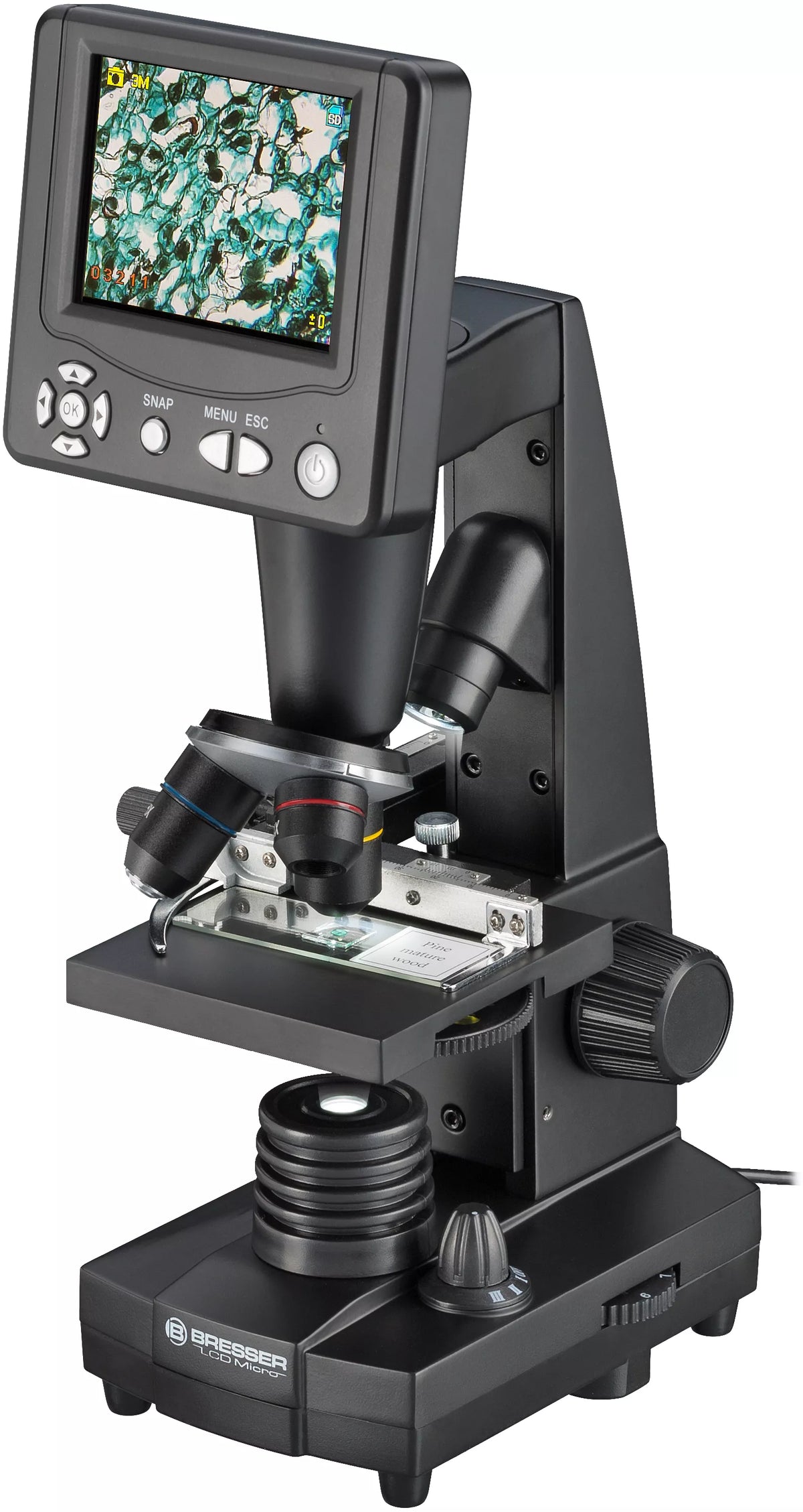 Microscope d’enseignement LCD 8,9 cm, caméra 5 MP et zoom jusqu’à 2000× - Bresser