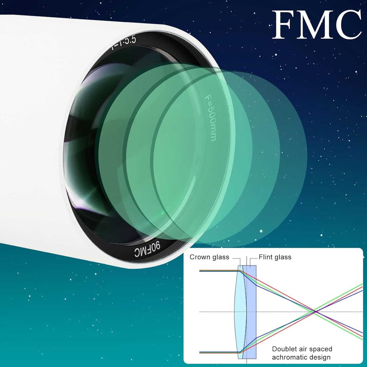 Télescope Astronómico SV48P 90mm f/5,5 con Objetivo ED y Focuser de Doble Velocidad