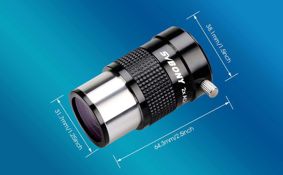 SV118 Achromatic Barlow Lens 1.25 inches 2x - Svbony