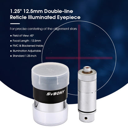 Ocular med oplyst reticule SVBONY 1,25 tommer 12,5 mm