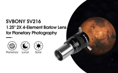 SV216 Barlow Lens 1.25 inch 2X 4-Element