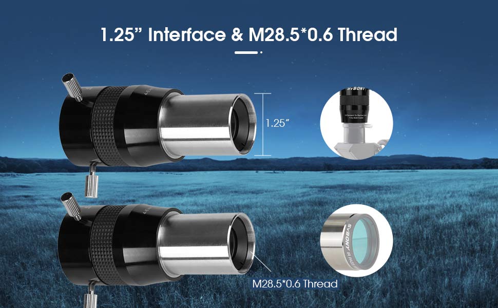 SV216 Barlow Lens 1.25 inch 2X 4-Element