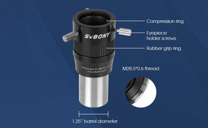SV216 Barlow Lens 1.25 inch 2X 4-Element