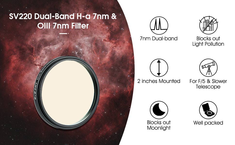 Filtre Dual-Band Nébulaires 2" SV220 - SVBONY