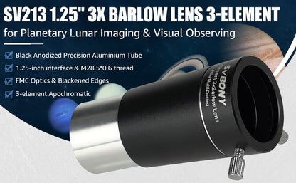 SVBONY SV213 - 3x Barlow-lins - 1,25 tum
