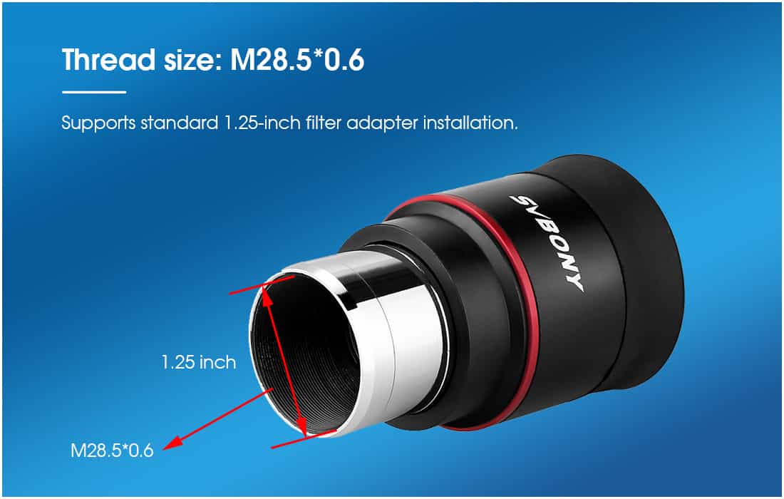 SVBONY SV207 Super wide angel Plossl Oculaire 1.25 tum 8/15/25/30mm 50-Degree