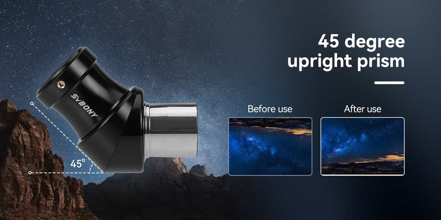 SV222 1.25 Inch Corrected Image Diagonal Mirror with FMC and Phase Coating for Refractor Telescope - SVBONY